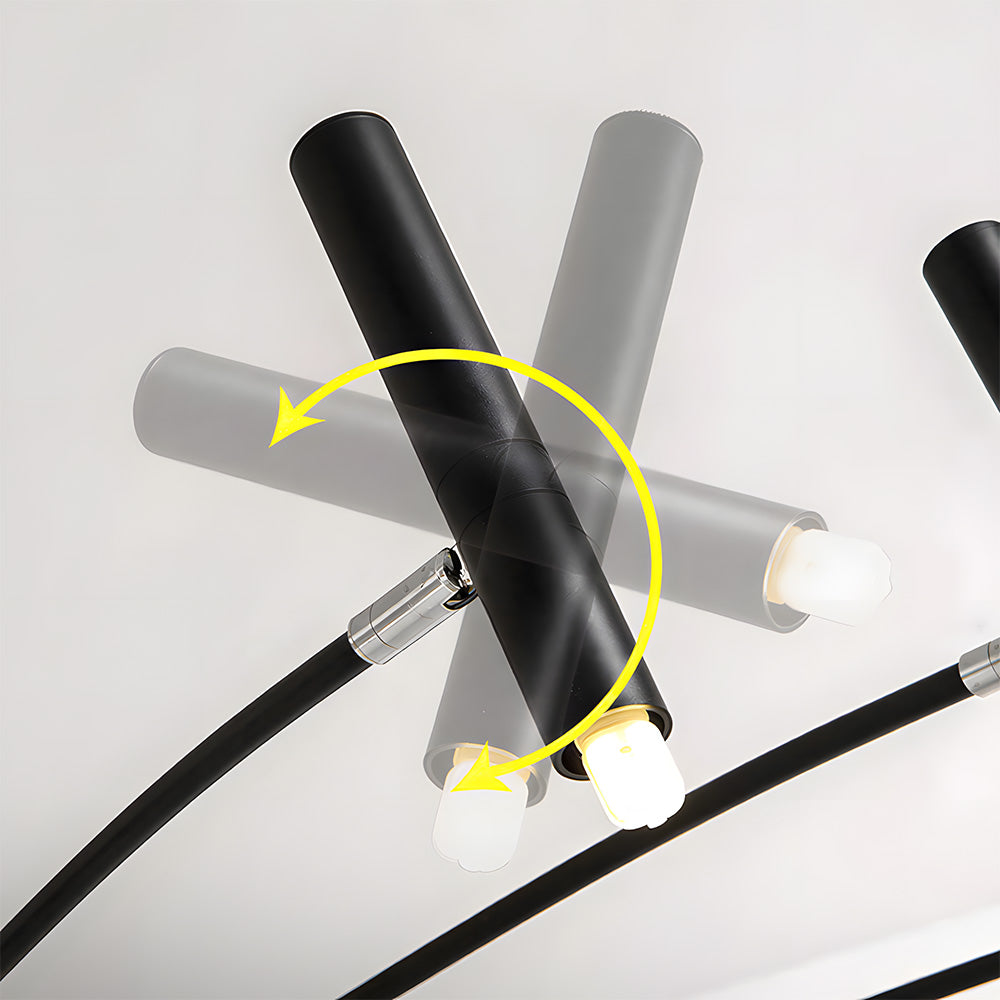 Modern Radial Multi-Light Iron Ceiling Light for Living Room