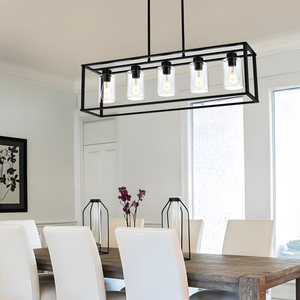 Farmhouse Chandeliers for Kitchen Island with Clear Glass Shade
