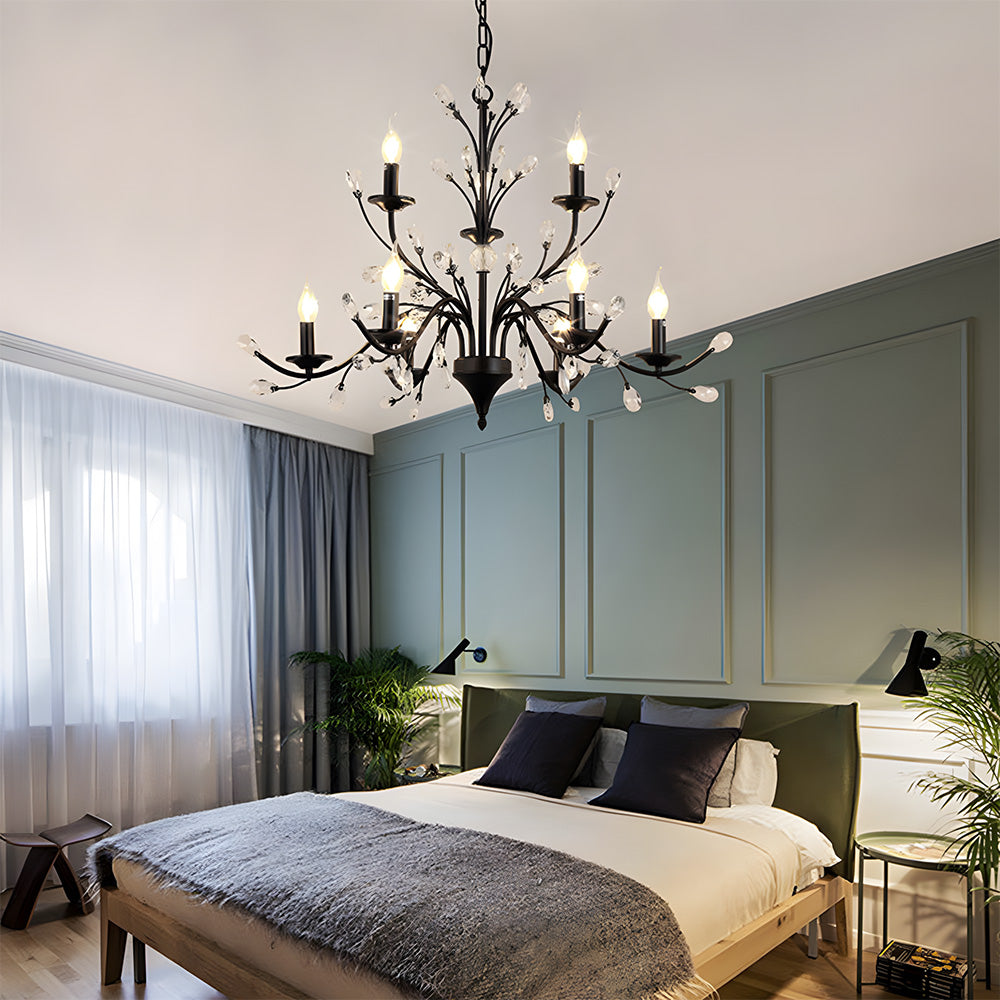 Modern Floral and Clear Glass Leaf Crystal Pendant Lights for Kitchen Island