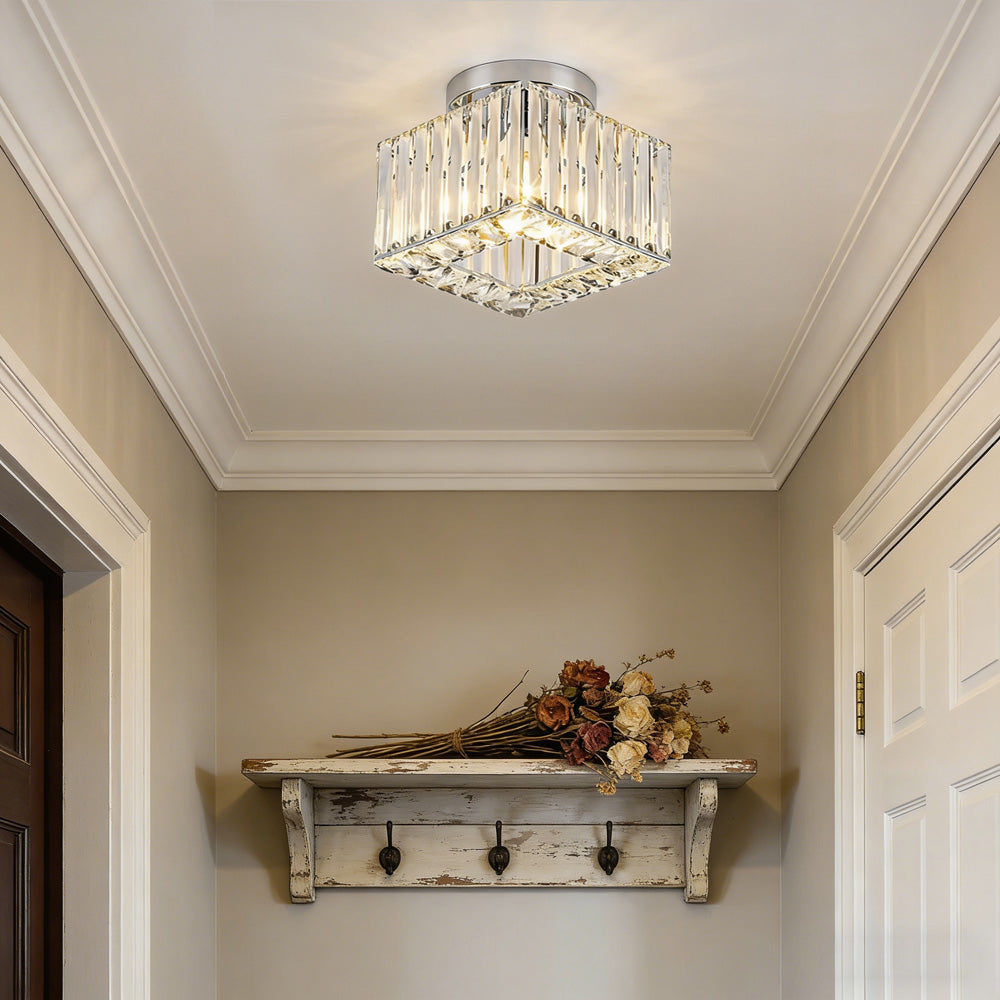 Crystal Semi Flush Mount Ceiling Light for Hallway 23cm E27