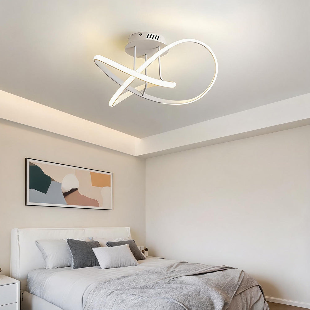 Modern LED Spiral Semi Flush Mount Ceiling Light for Living Room Hallway Kitchen