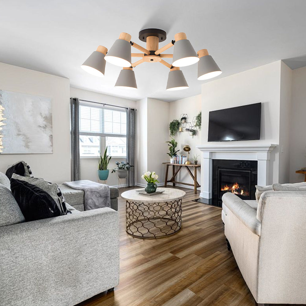 Wooden Close to Ceiling Lamps for Living Room