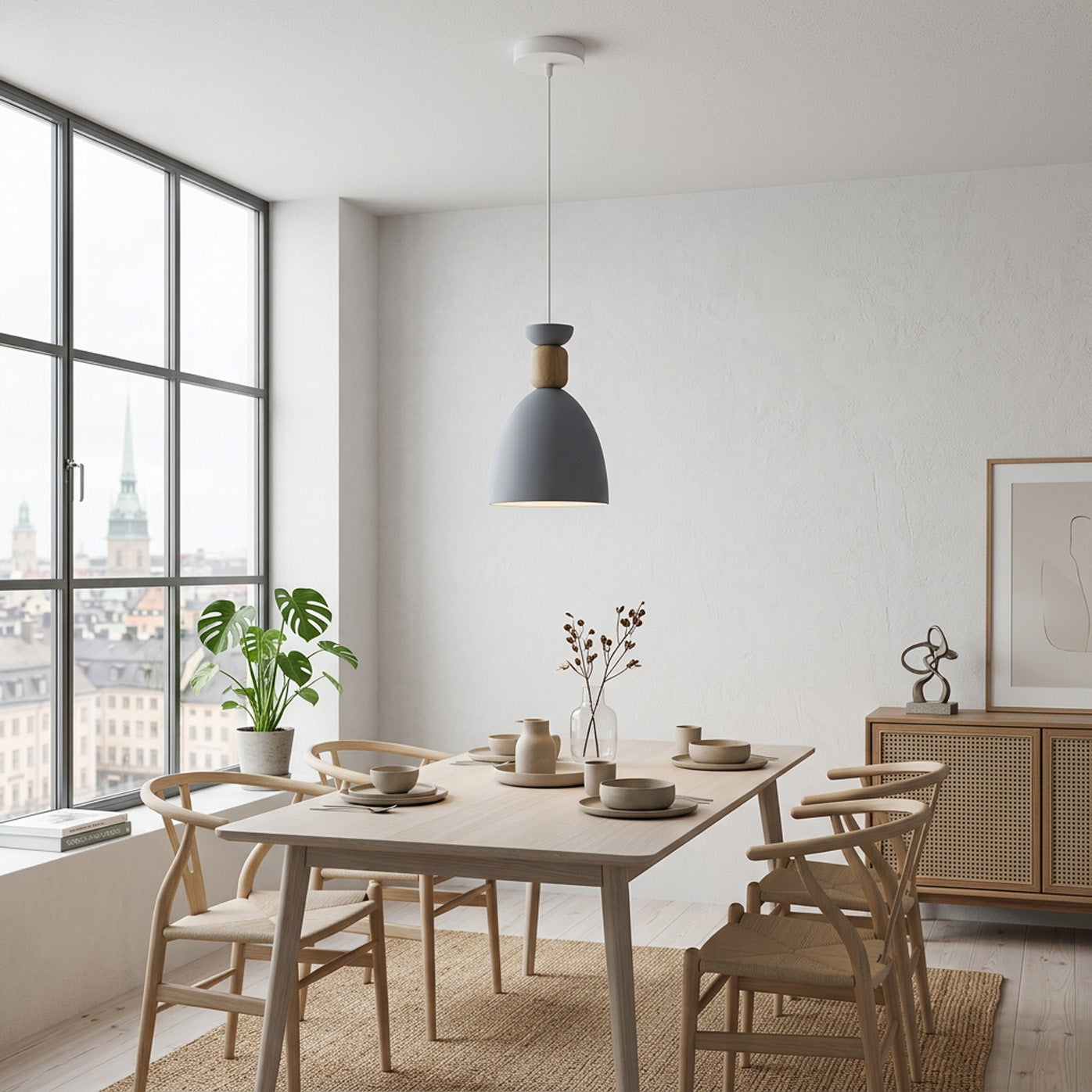 Nordic Wooden Metal Pendant Light Fixture for Kitchen Island