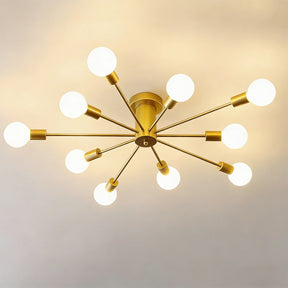 Simple Gold Iron Semi Flush Chandelier For Bedroom