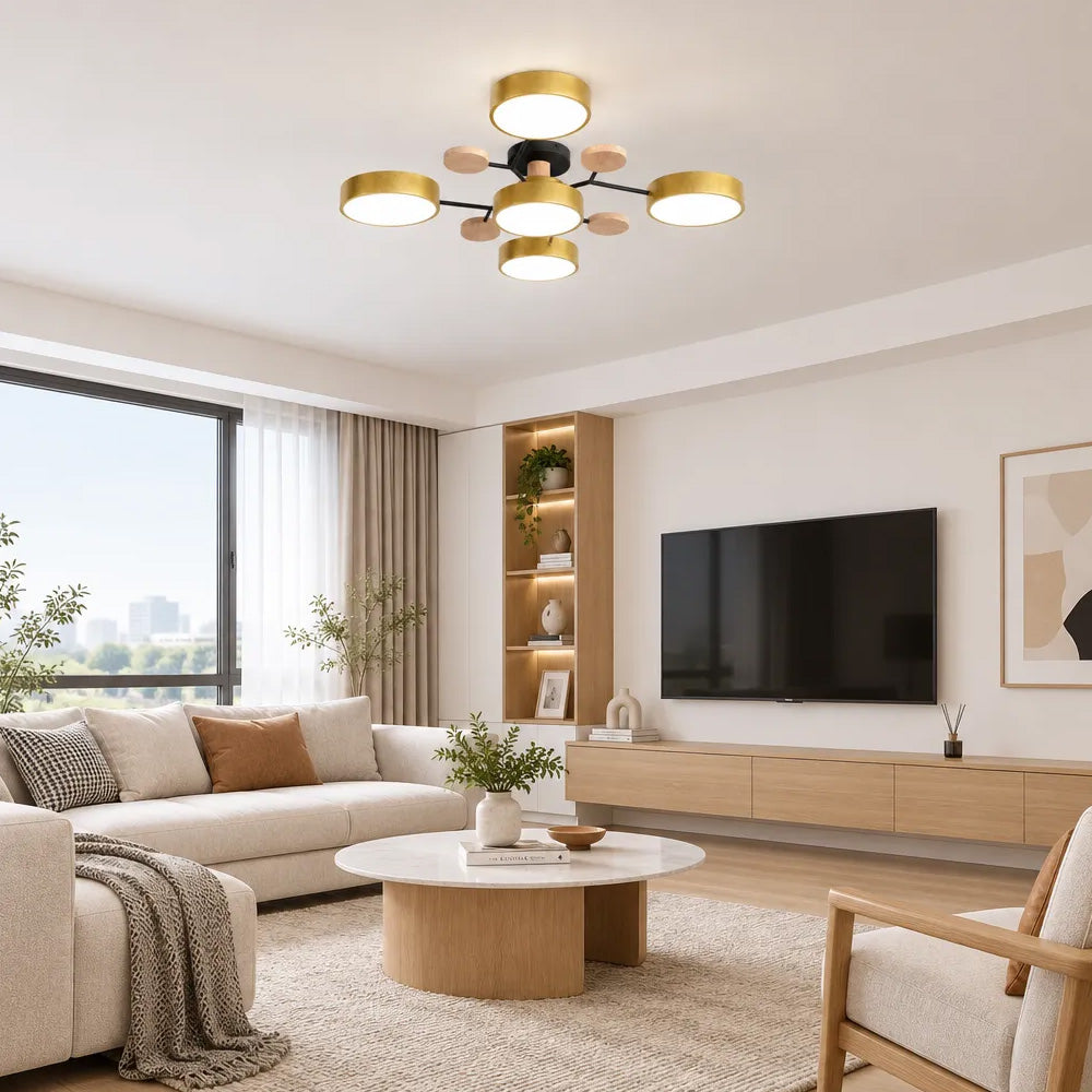 Nordic Wood Flush Mount Ceiling Light for Bedroom