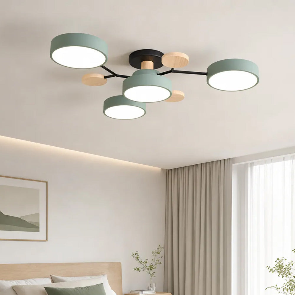 Aria Nordic Wood Flush Mount Ceiling Light