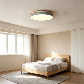 Wooden Round Shape Flush Ceiling Lights For Living Room