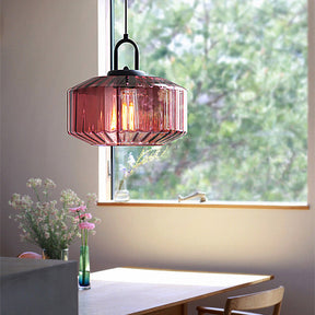 Vintage Striped Glass Pendant Light