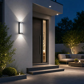 Modern Vertical Glass Stainless Steel Outdoor Wall Lights for Patio Garden
