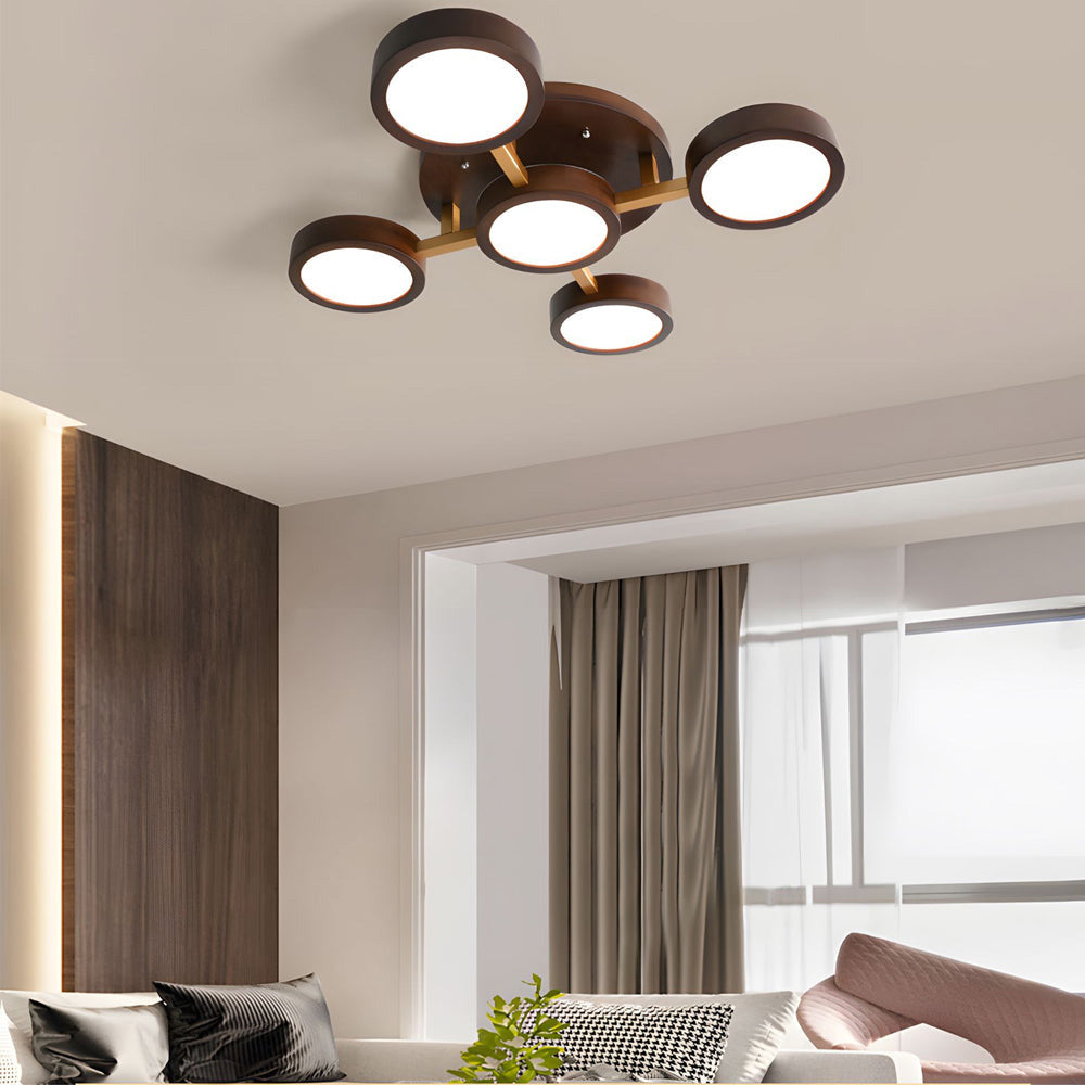 Modern Iron Wood LED Bedroom Ceiling Light