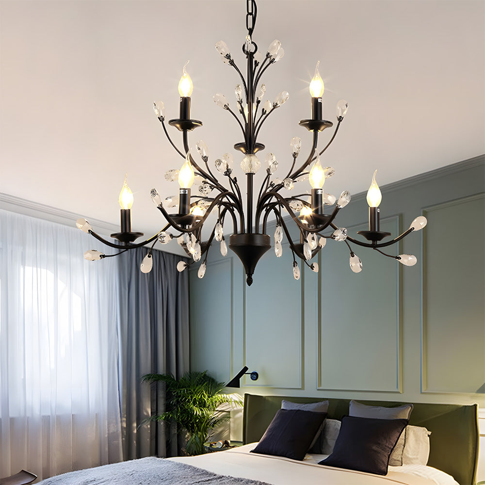 Modern Floral and Clear Glass Leaf Crystal Pendant Lights for Kitchen Island