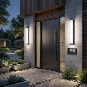 Atlas Fluted Glass Up and Down Outdoor Wall Light