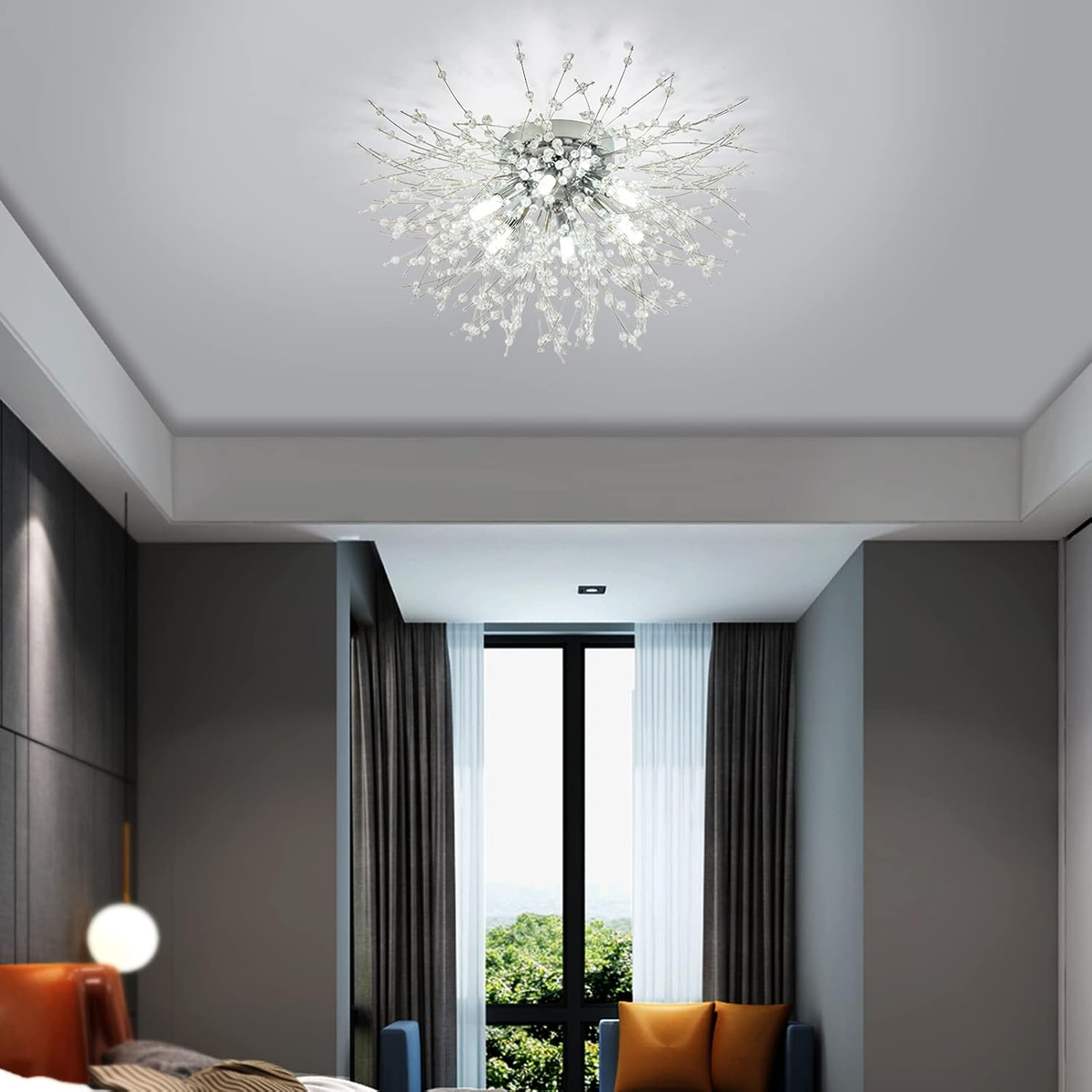 Crystal Flush Mount Chandelier Ceiling Light for Bedrooms, Kitchens, Islands, Corridor