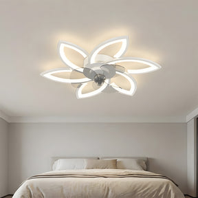 Modern Low Profile Flush Ceiling Fan with Lights, Dimmable, 6-Speed