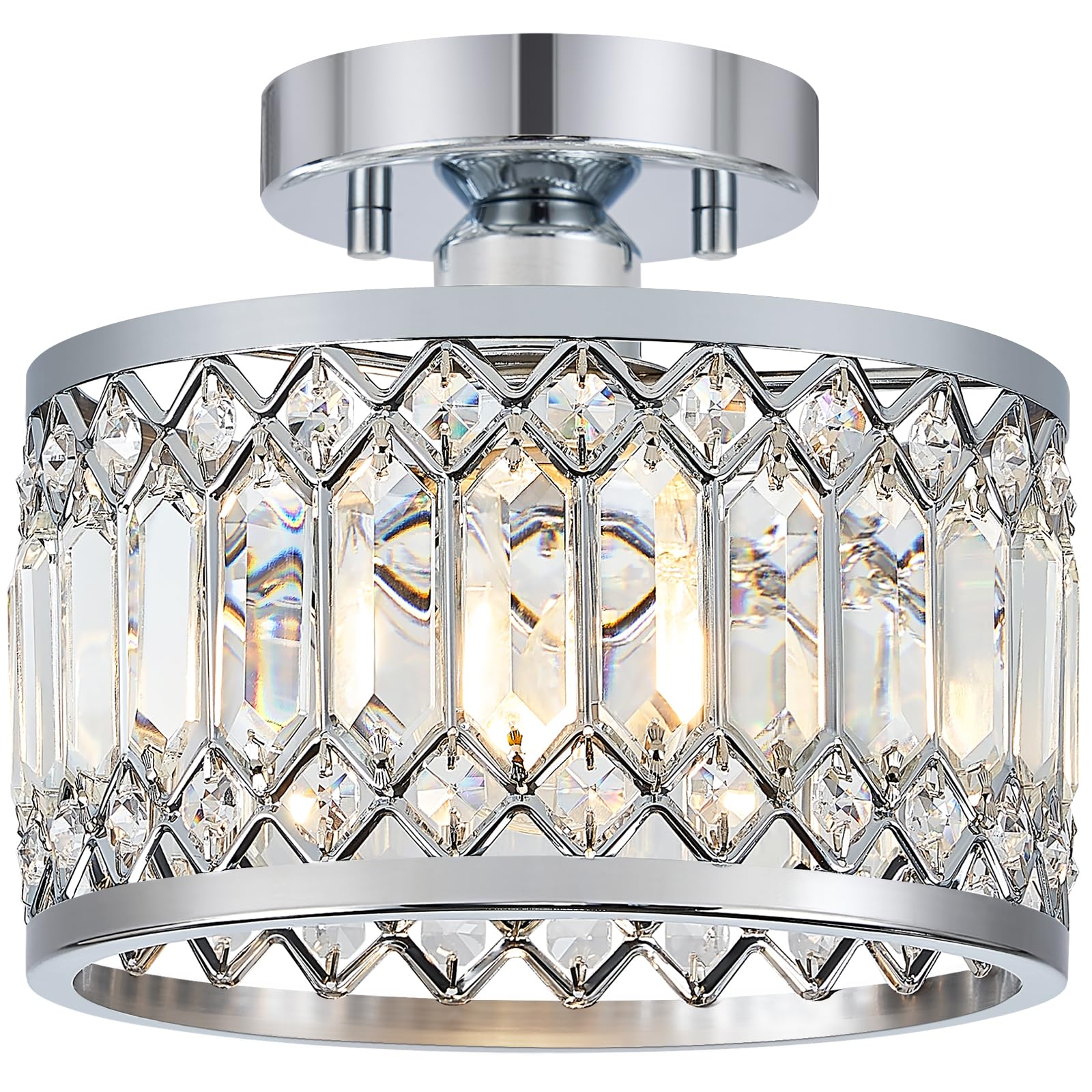 Contemporary semi flush mount crystal hall ceiling lights