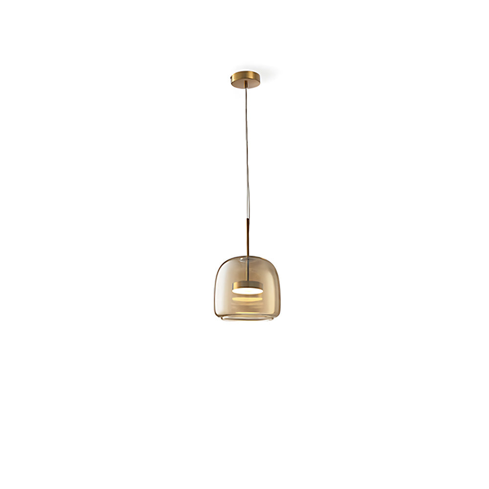 Elegant Amber Glass Iron LED Pendant Lights for Living Room