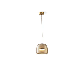 Elegant Amber Glass Iron LED Pendant Lights for Living Room