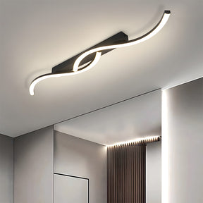 Modern Black Linear Flush Mount Wave LED Ceiling Lights for Bedroom