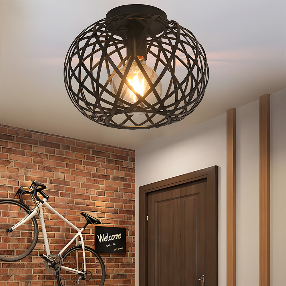 Vintage Industrial Metal Cage Ceiling Lights for Hallway Kitchen