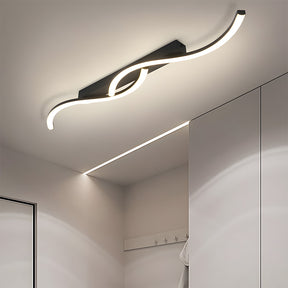 Modern Black Linear Flush Mount Wave LED Ceiling Lights for Bedroom