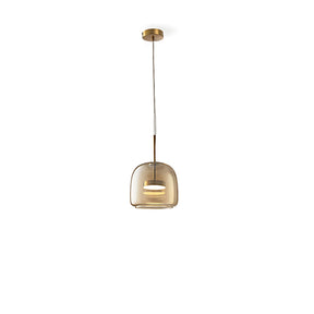Elegant Amber Glass Iron LED Pendant Lights for Living Room
