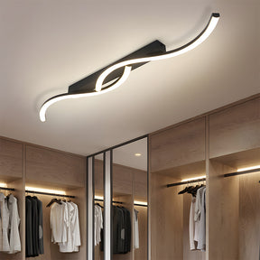 Modern Black Linear Flush Mount Wave LED Ceiling Lights for Bedroom