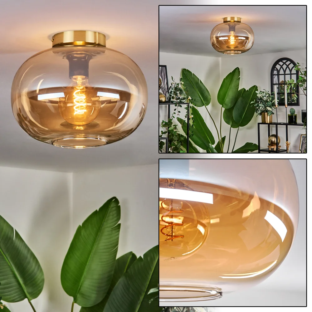 Vintage Amber Glass Ceiling Lights For Living Room