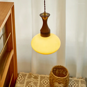 Wooden Yellow Dome Pendant Lights