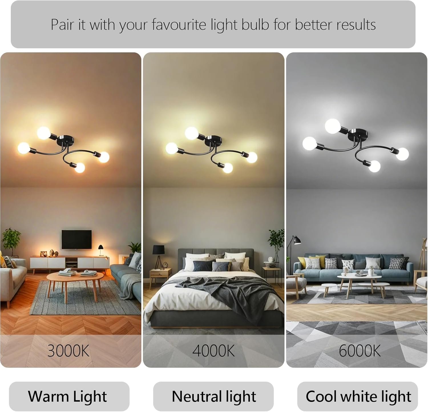 Creative Multi-Bulb Golden Bedroom Ceiling Light
