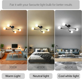 Creative Multi-Bulb Golden Bedroom Ceiling Light