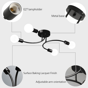 Creative Multi-Bulb Golden Bedroom Ceiling Light