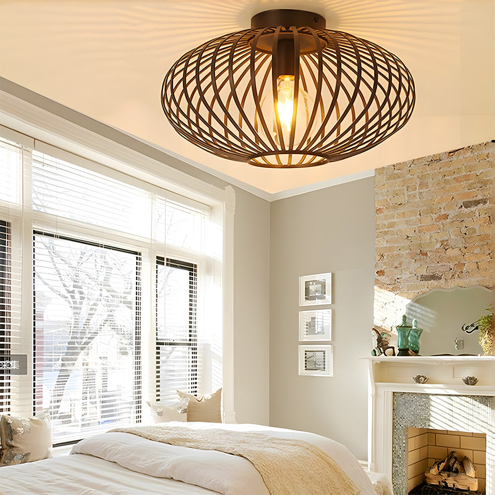 Vintage Industrial Metal Cage Ceiling Lights for Hallway Kitchen