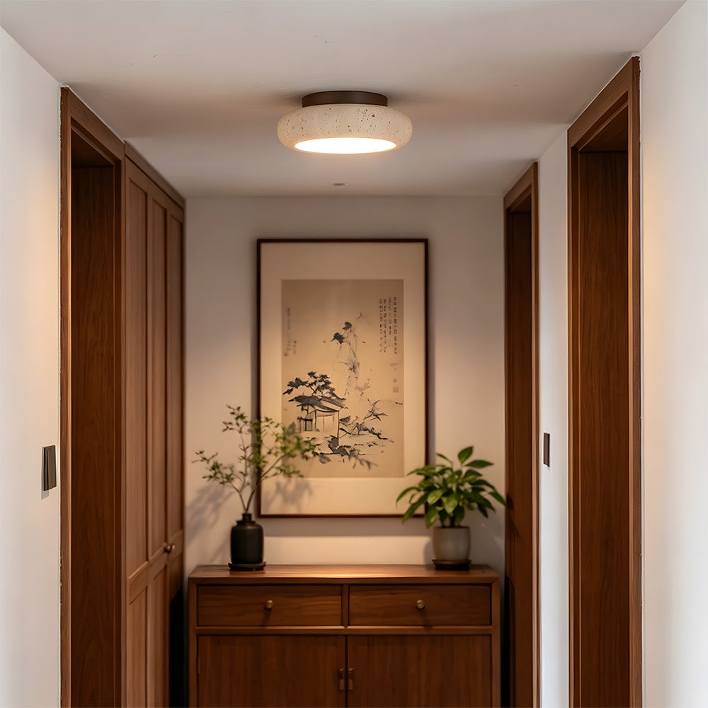 Wabi-Sabi Travertine Semi Flush Ceiling Lights For Hallway