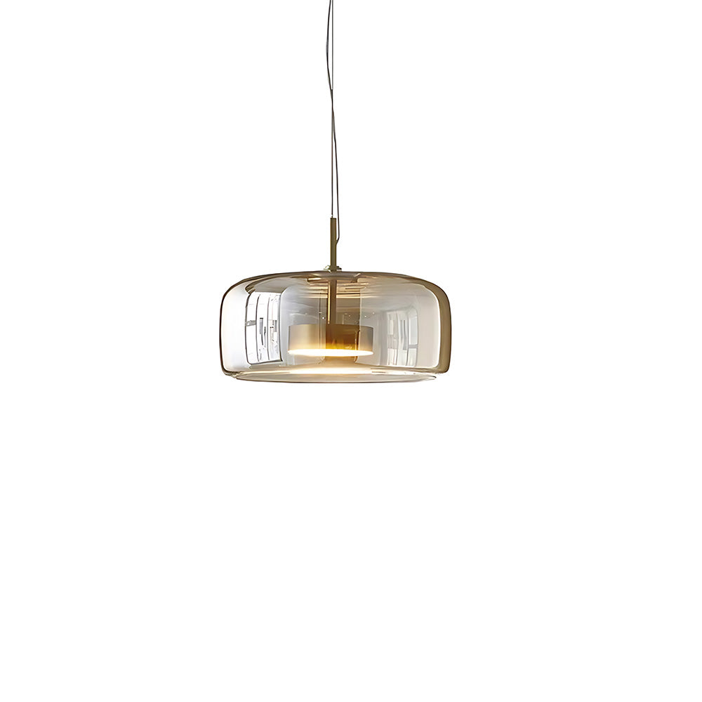 Elegant Amber Glass Iron LED Pendant Lights for Living Room