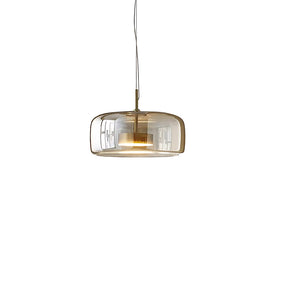 Elegant Amber Glass Iron LED Pendant Lights for Living Room