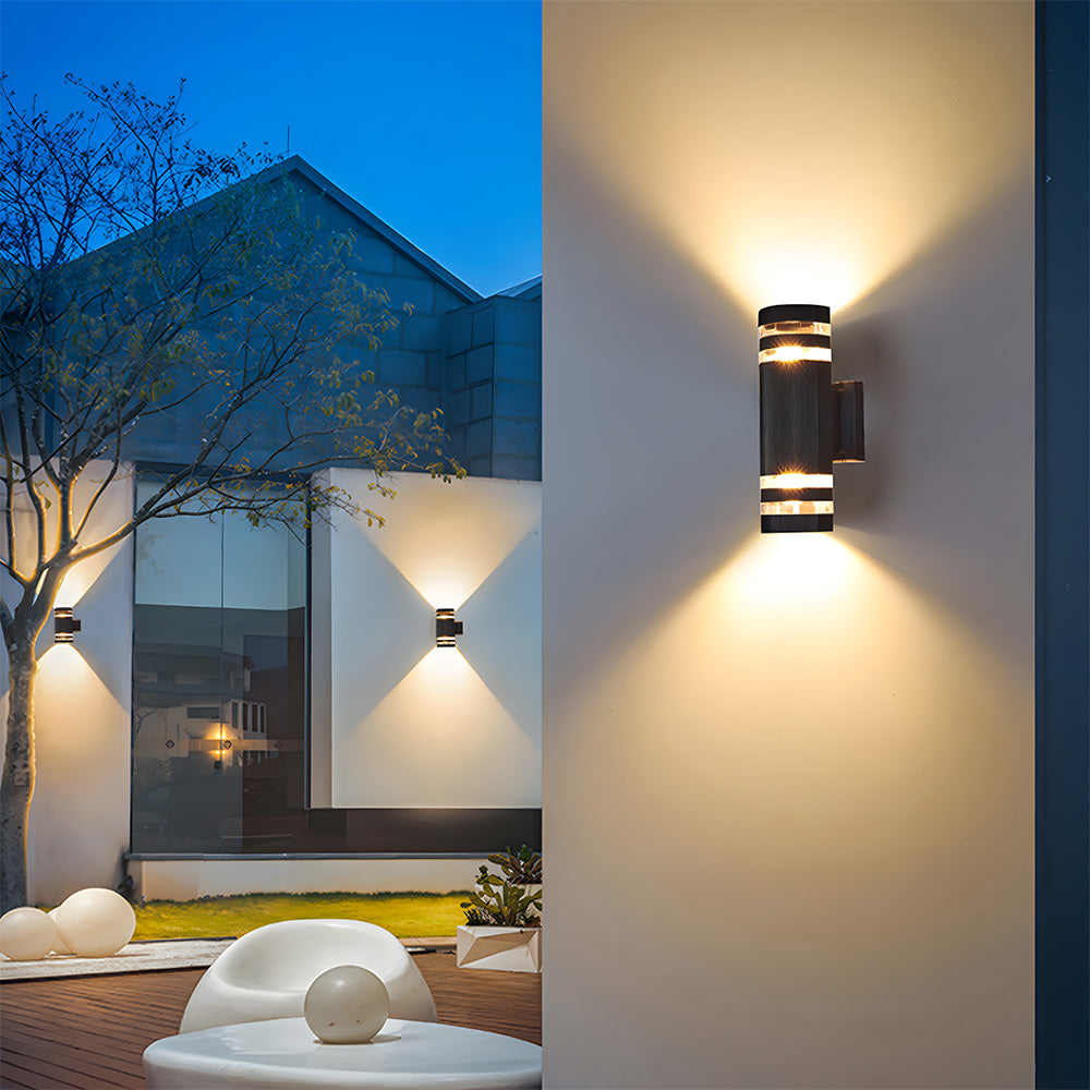 Contemporary IP65 Black Vertical Acrylic Outdoor Wall Lights for Garden Entryway