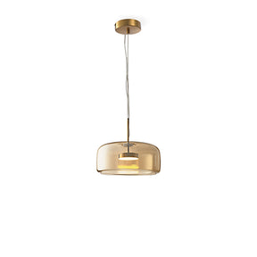 Elegant Amber Glass Iron LED Pendant Lights for Living Room