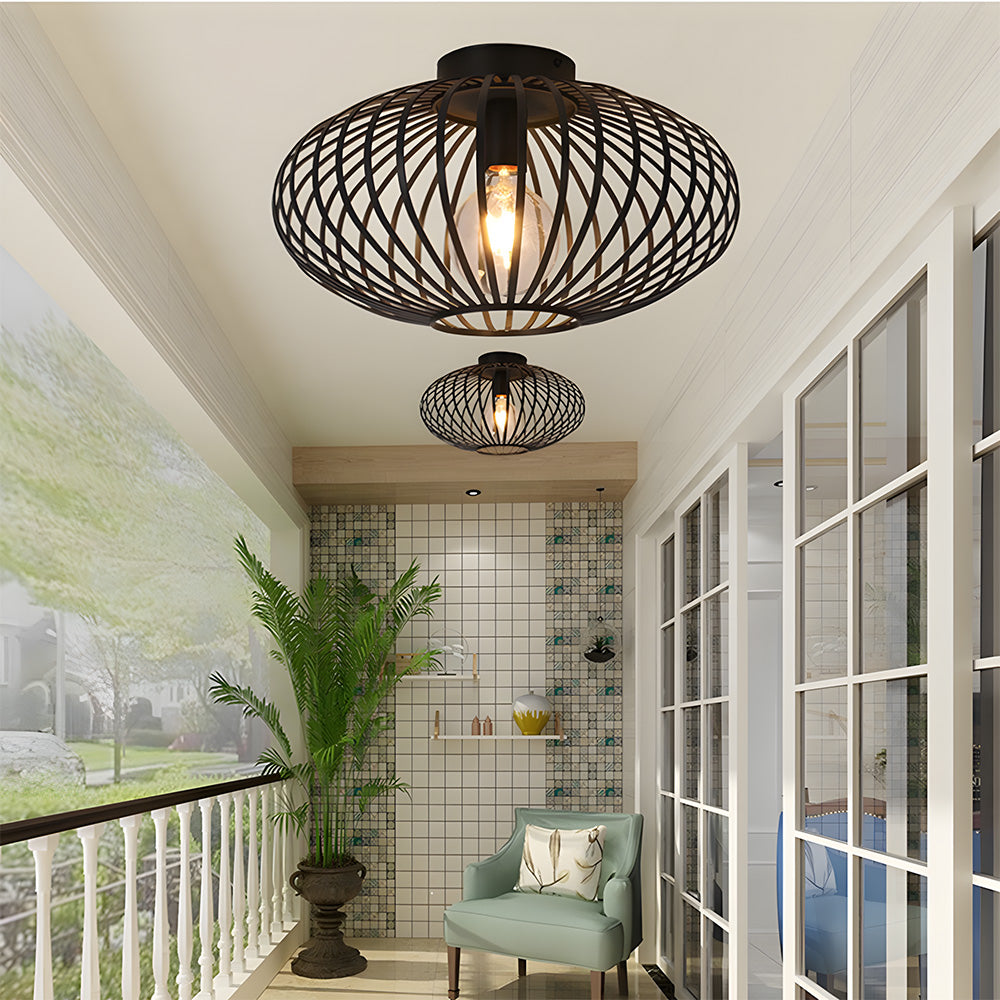 Vintage Industrial Metal Cage Ceiling Lights for Hallway Kitchen