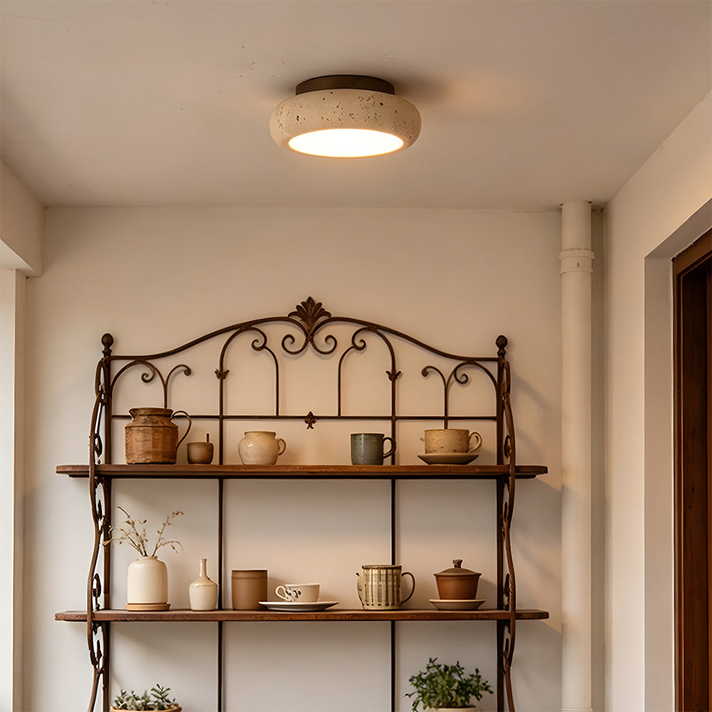 Wabi-Sabi Travertine Semi Flush Ceiling Lights For Hallway