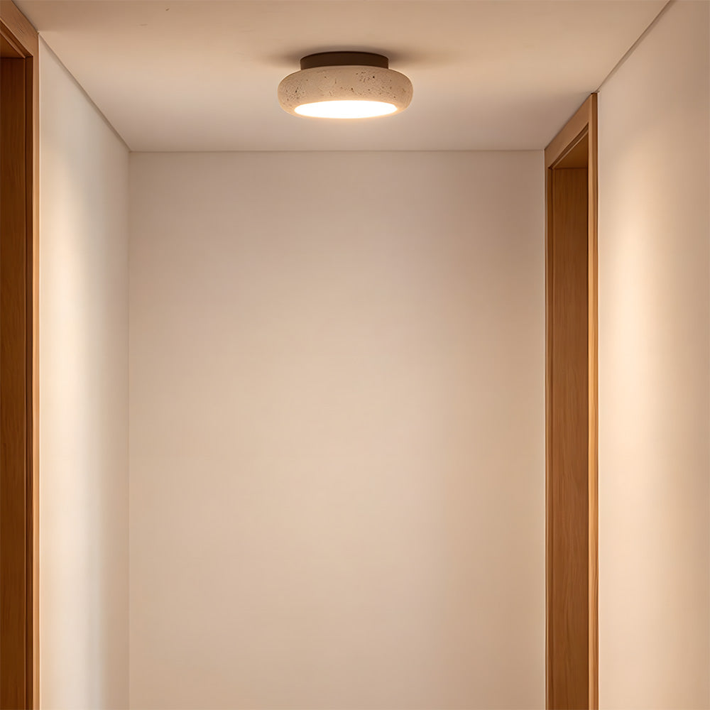Wabi-Sabi Travertine Semi Flush Ceiling Lights For Hallway