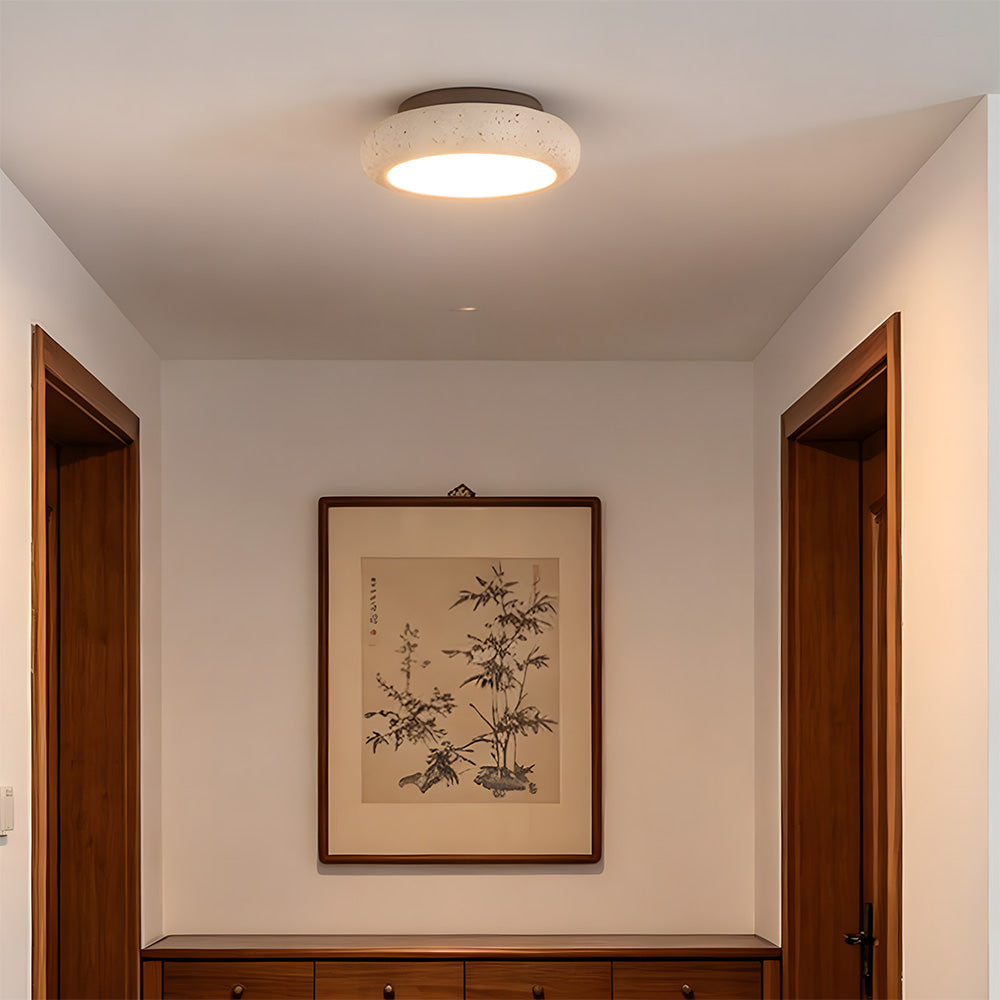 Wabi-Sabi Travertine Semi Flush Ceiling Lights For Hallway