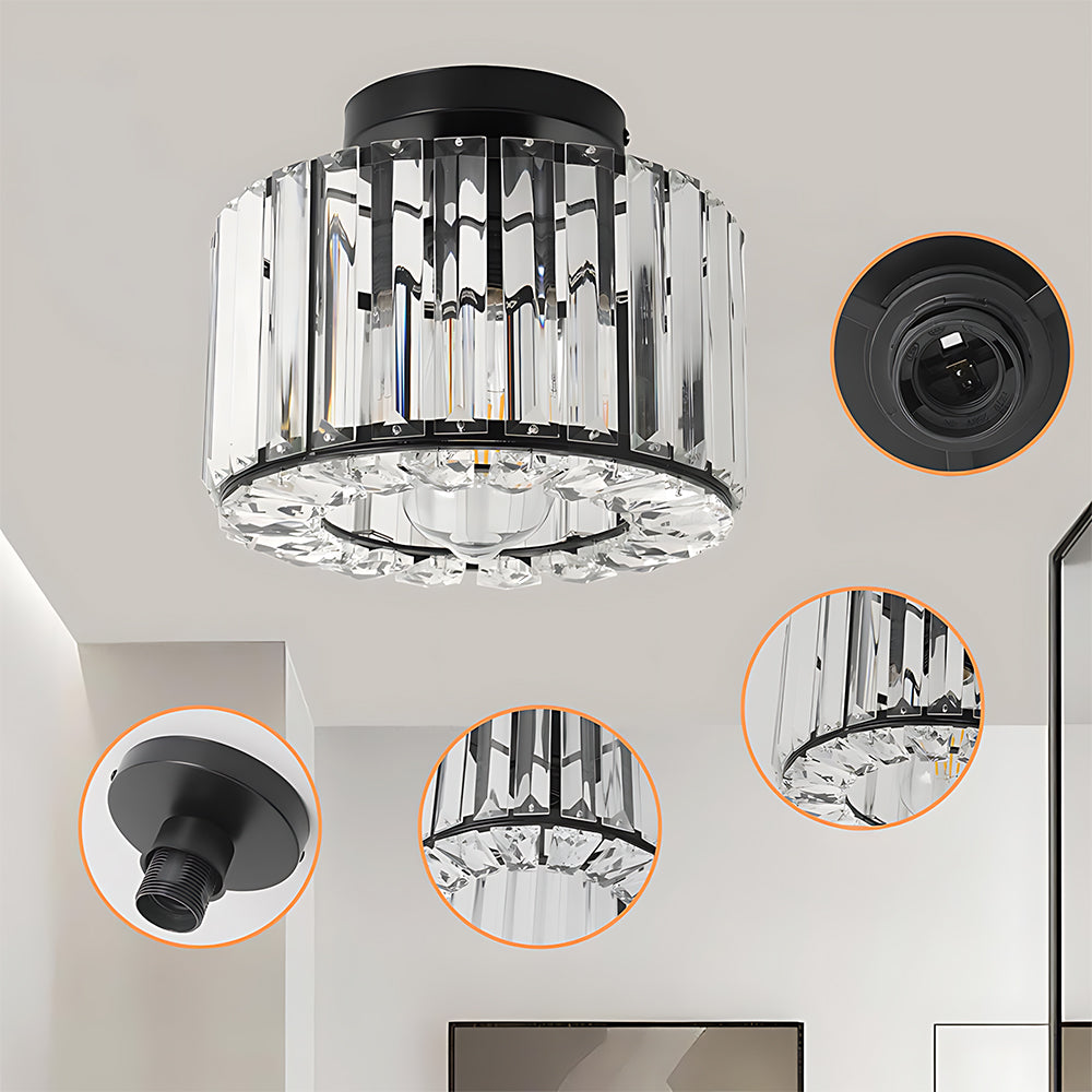 Modern Crystals Semi Flush Mount Ceiling Light for Hallway