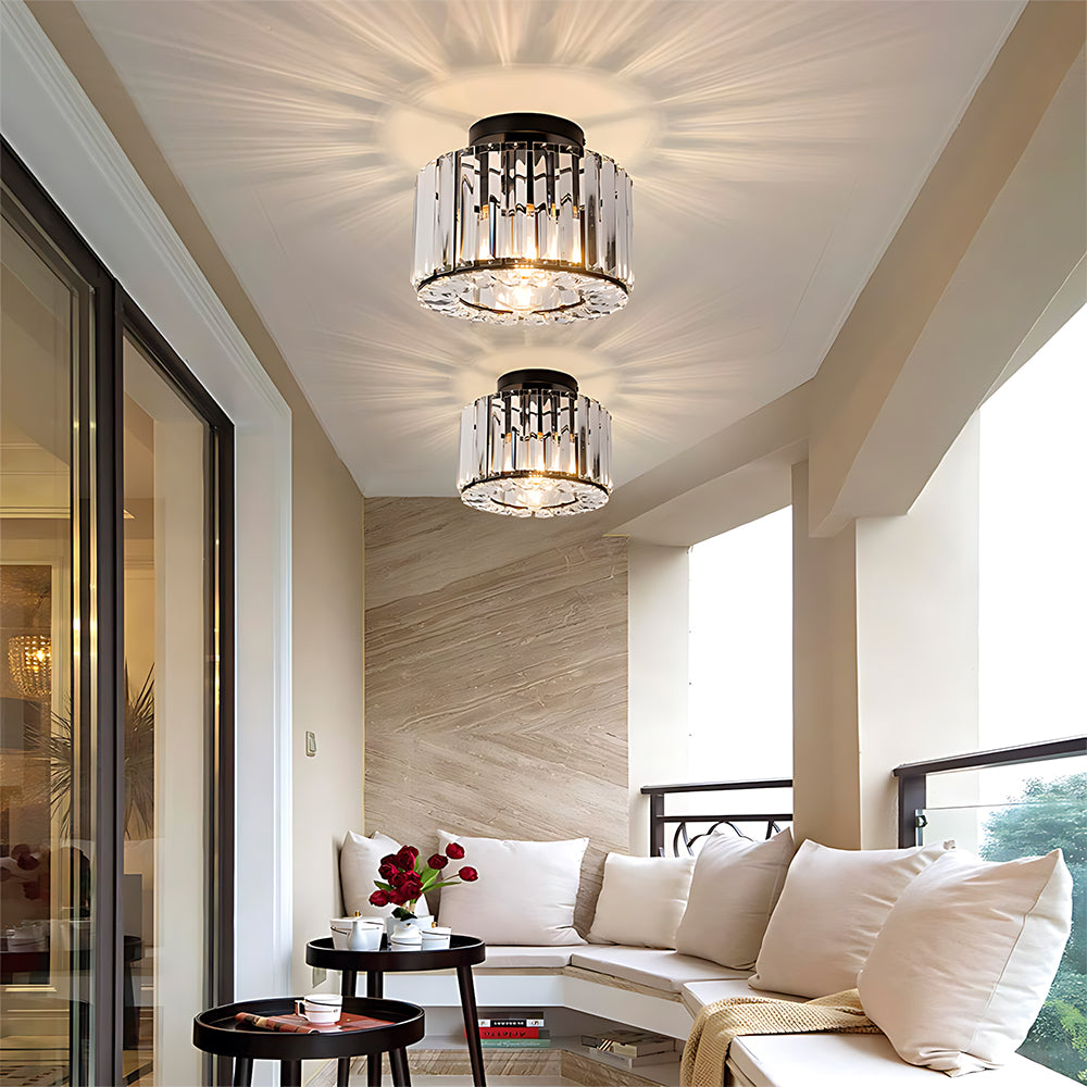 Modern Crystals Semi Flush Mount Ceiling Light for Hallway