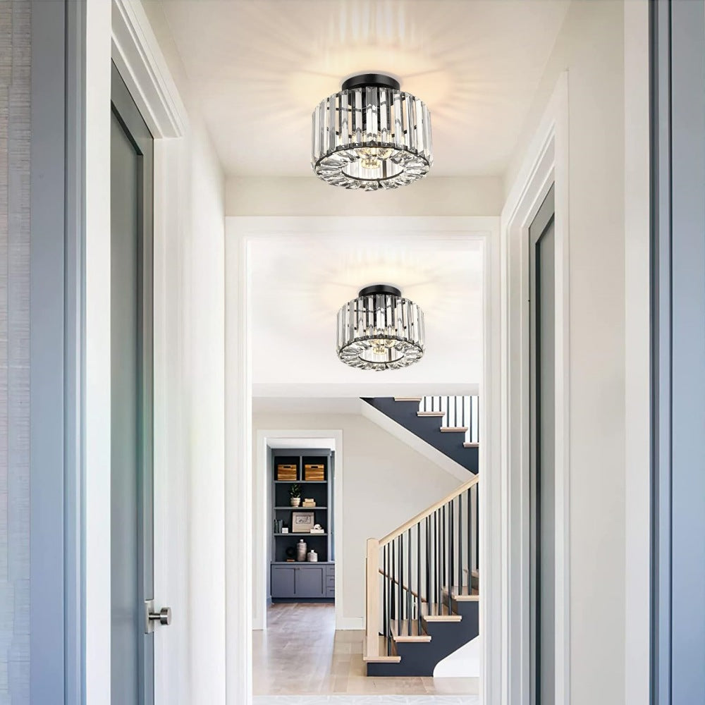 Modern Crystal Semi Flush Mount Hallway Ceiling Lamp