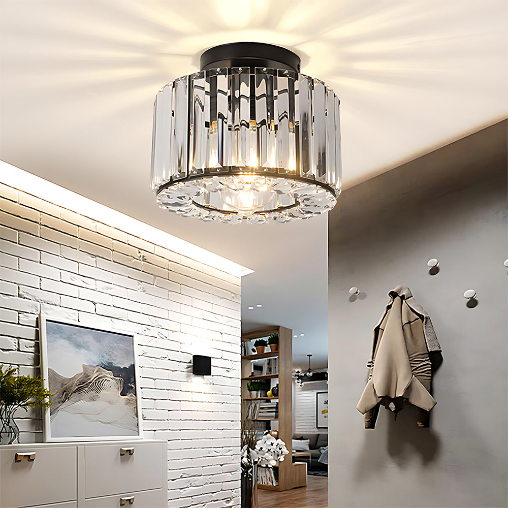 Modern Crystals Semi Flush Mount Ceiling Light for Hallway