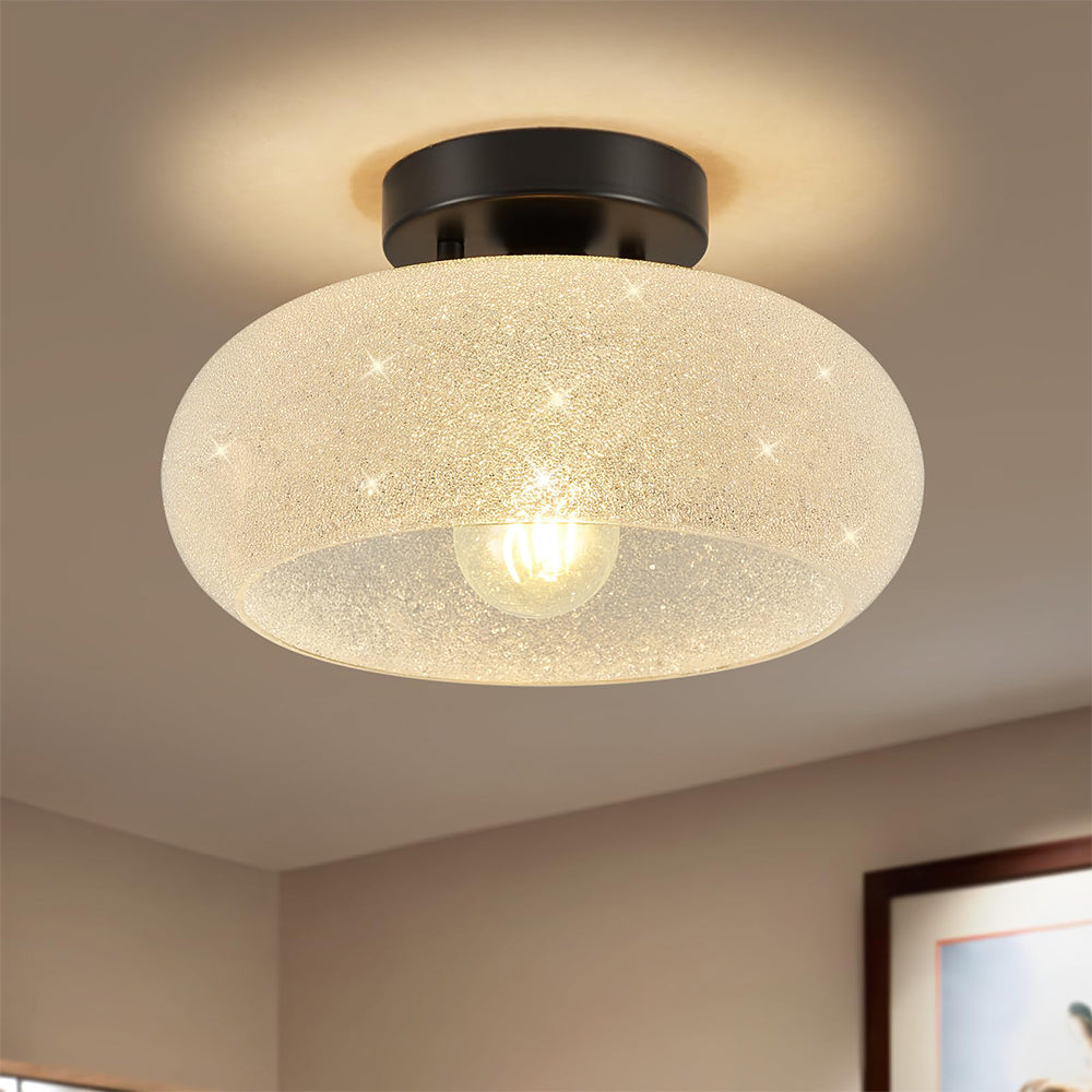 Modern Round Glass Living Room Semi Flush Ceiling Lights