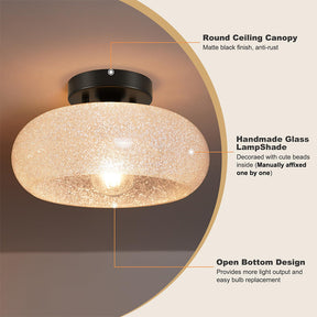 Modern Round Glass Living Room Semi Flush Ceiling Lights