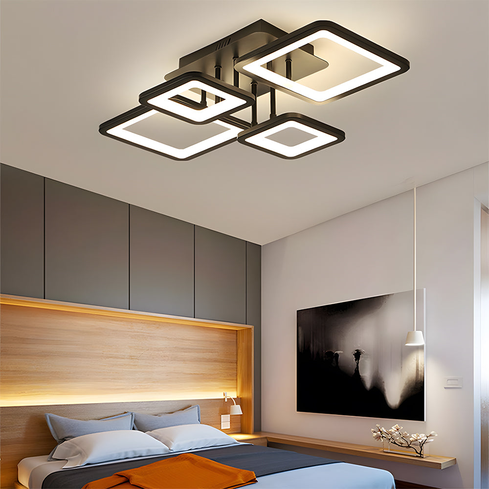 Modern LED Ceiling Light, Black Acrylic Ceiling Lamp for Living Room