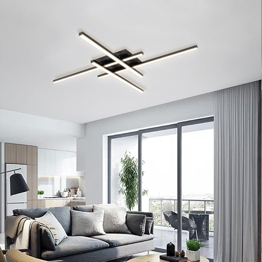 Industrial Minimalist Iron Living Room Semi Flush LED Ceiling Light