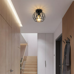 Metal Cage Ceiling Lampshade Black Ceiling Lights for Hallway
